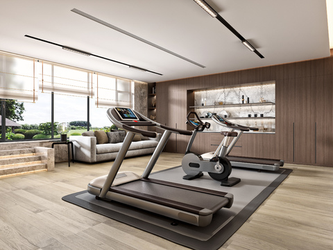 Modern minimalist gym lounge