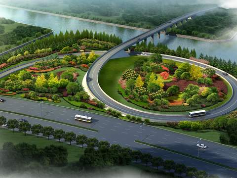 modern ring road bridge landscape psd