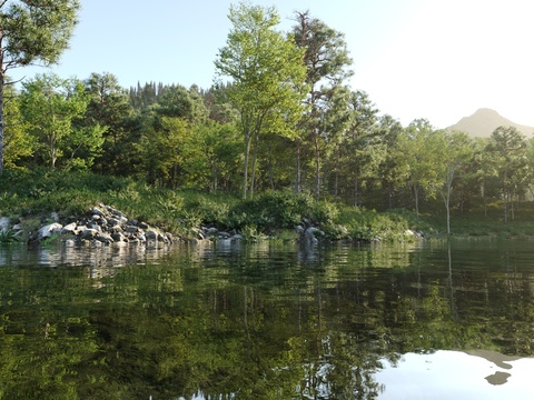 forest landscape mountain river landscape tree