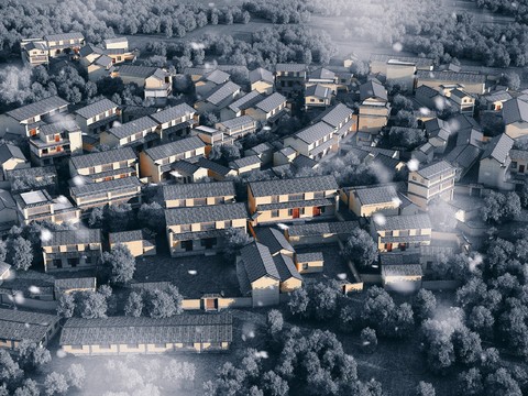 Bird's-eye view of new Chinese-style village