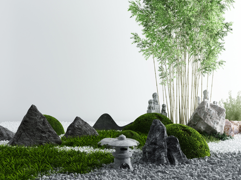 Neo-Chinese Style Bamboo Rock Landscape Sick