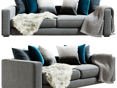 Modern minimalist fabric double sofa free