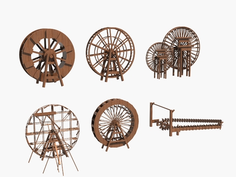 Chinese ancient solid wood waterwheel