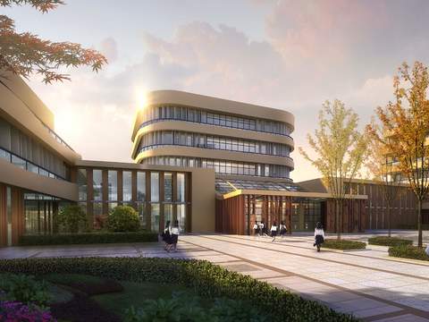 modern school teaching building dusk psd