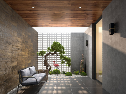 Indoor courtyard landscaping