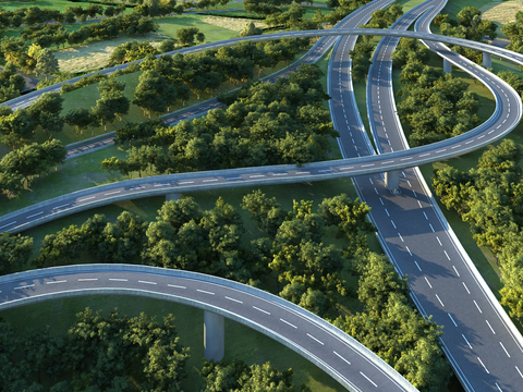 Overpass Highway Aerial View