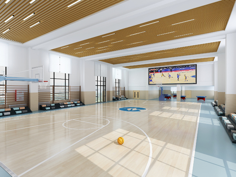 Modern indoor basketball court