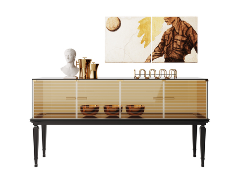 Neoclassical Style Glass Sideboard