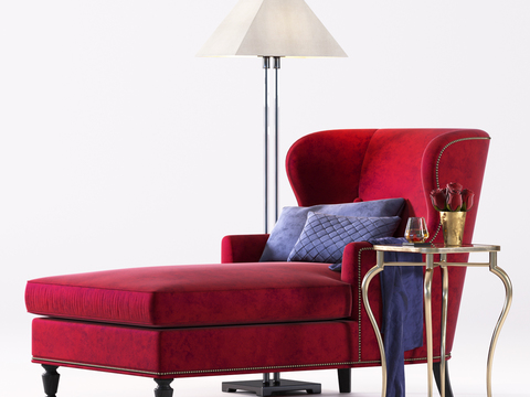 Red chaise longues beauty couch