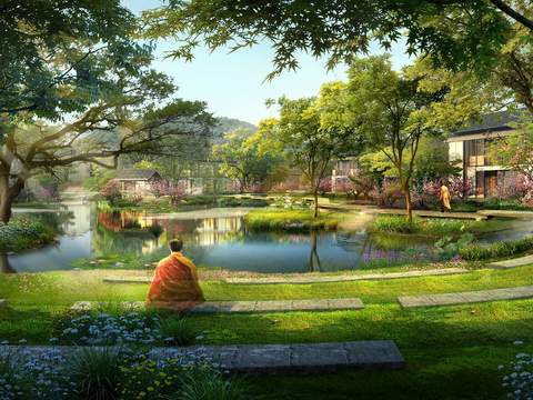 Modern Wetland Park Garden psd