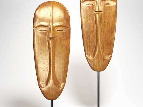 Modern wood carving face like ornaments