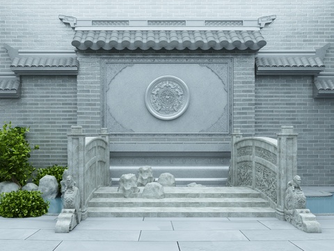 Neo-Chinese Style garden landscape stone bridge pool