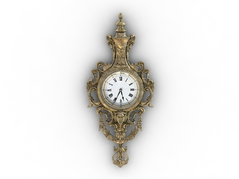 European classical wrought iron carved wall clock free of charge