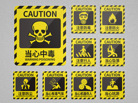 Modern danger warning sign