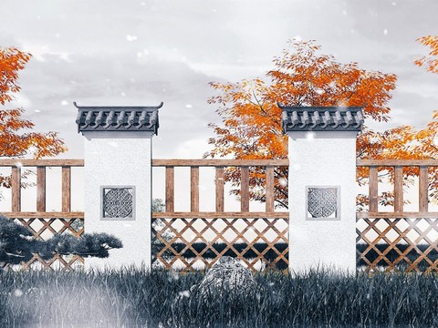 Chinese-style ancient fence