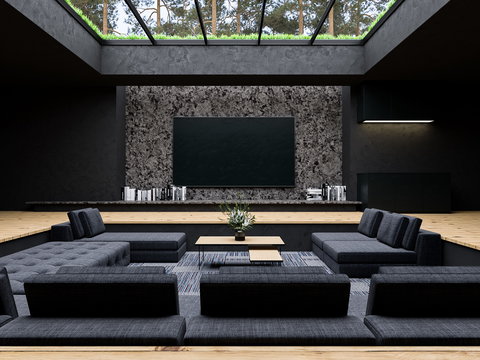 modern villa sunken living room