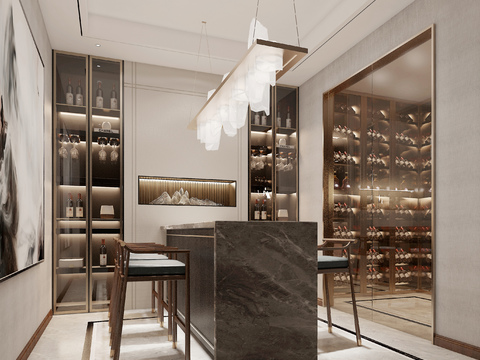 Modern Affordable Luxury Style Basement Wine Cellar Wine Tasting Area