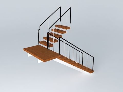 Nordic simple solid wood wrought iron U-shaped stairs free