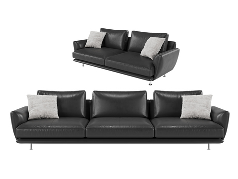 Modern black leather office sofa