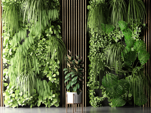 Modern green plant potted plant wall