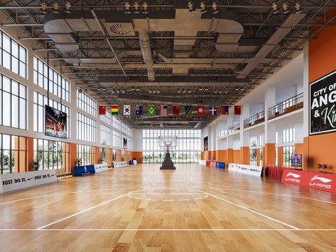 Modern Indoor Basketball Hall Basketball Court