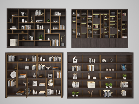 Modern Solid Wood Bookcase Books Ornaments