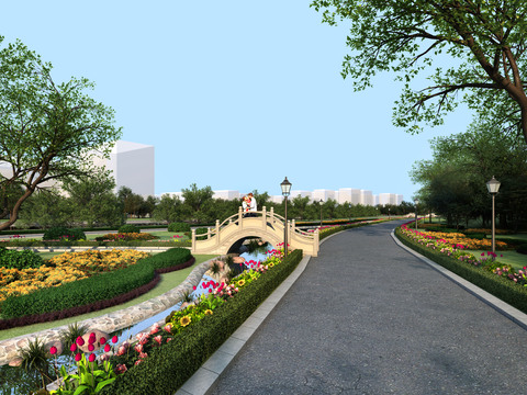 Modern Riverside Park Landscape