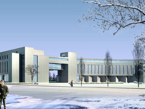 modern office building exterior snow psd