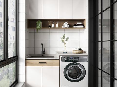Nordic Balcony Laundry Cabinet