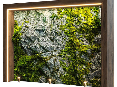 Modern moss rock plant wall