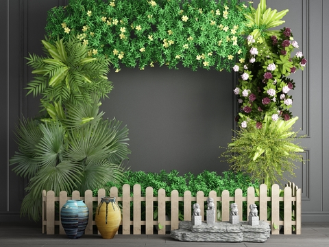 Modern green plant Wall gardening sketch