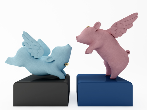 Modern small flying pig sculpture ornaments