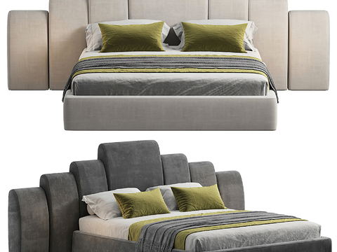 Poliform modern gray double bed