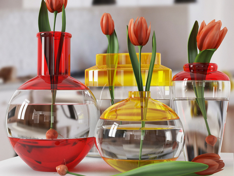 Modern glass hydroponic floral vase