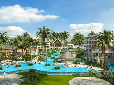 Southeast Asia Seaside Resort Outdoor Pool View