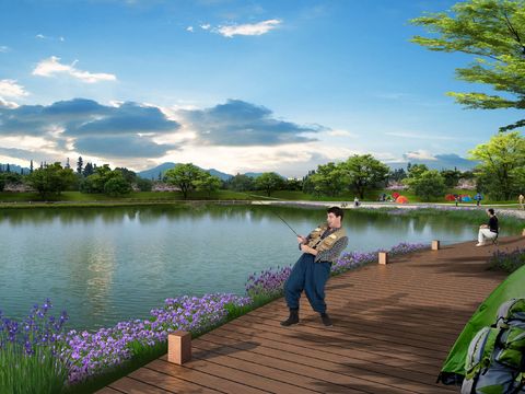 modern fishing park garden psd