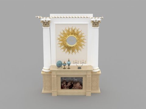 European-style classical gold Roman pillar hemp stone fireplace free of charge