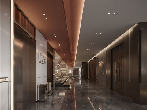 Hotel Elevator Hall Corridor