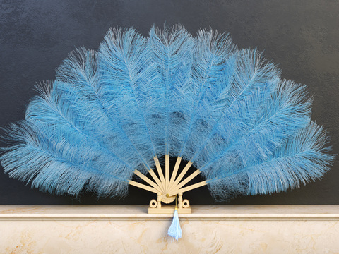 Modern Blue Feather Fan Ornaments