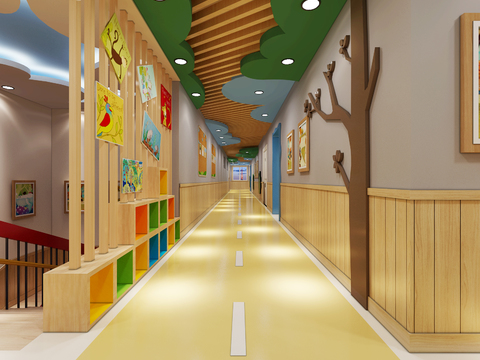 Modern Kindergarten Classroom Corridor