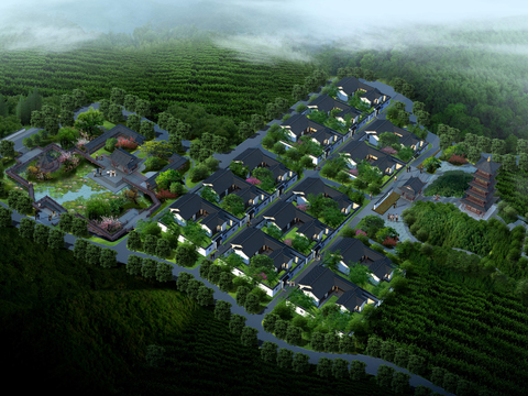 new chinese residential building appearance bird's eye view psd