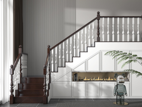 European-style solid wood corner stairs