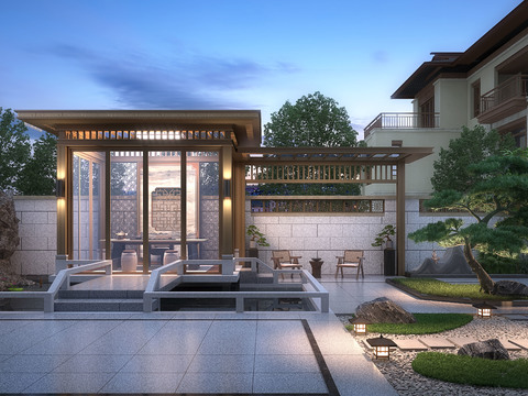 New Chinese-style Villa Courtyard