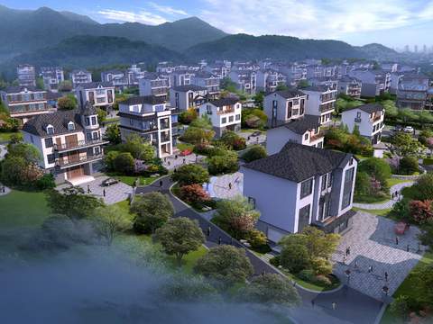 new chinese residential building bird's eye view psd