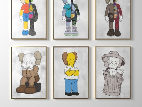 modern kaws cartoon decorative painting