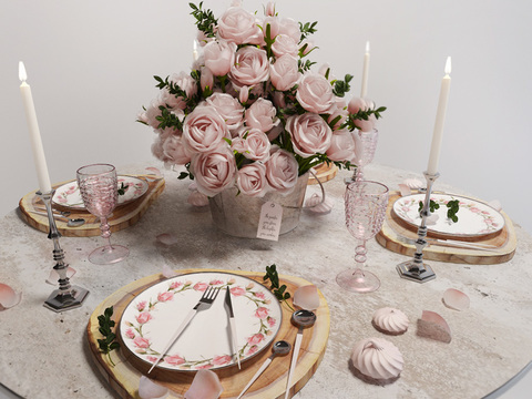 European-style tableware candlestick floral combination