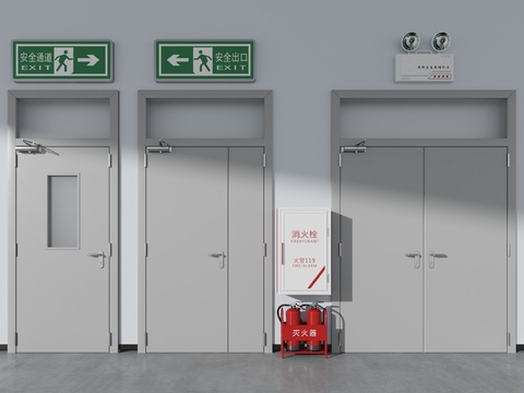 Modern fire door sign fire extinguisher