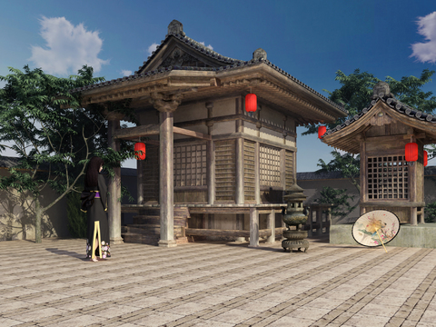 Japanese-style courtyard architectural landscape