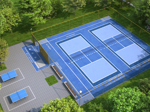 Modern outdoor tennis court