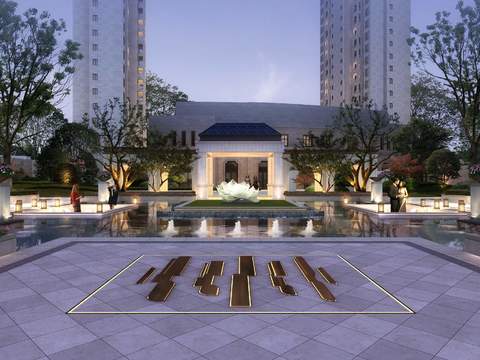 modern residential area courtyard garden landscape psd